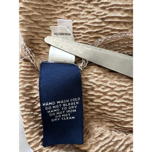 Chaps Evening Gown Metallic Champagne Gold Crinkle Size 10 Textured - Picture 6 of 11